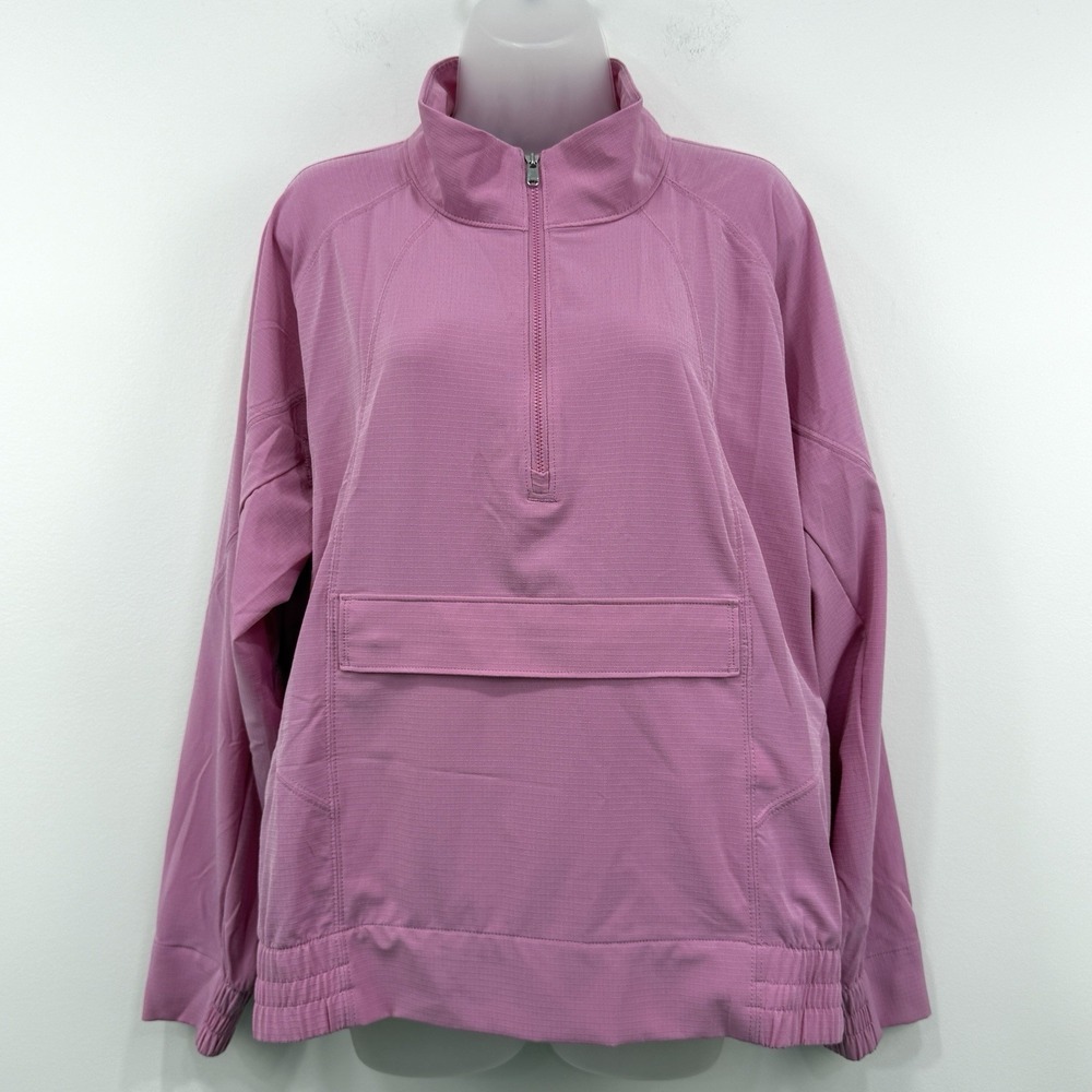 Athleta Boundless Popover Jacket 1X Pink Ripstop Athleisure Yoga Gym Workout